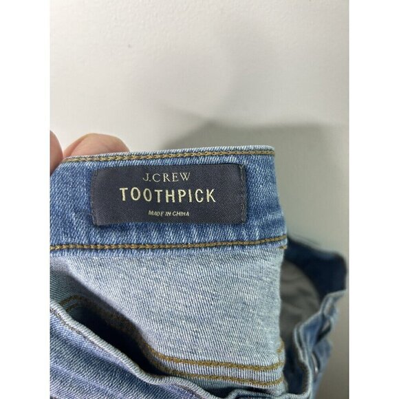J. Crew Pants Womens Blue Denim Jeans Toothpick Distressed Cut-Off Size 25 - Picture 12 of 14